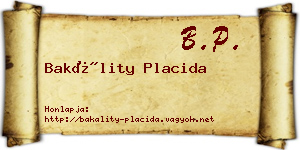 Bakálity Placida névjegykártya